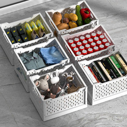 Foldable Stackable Storage Crate Plastic Basket Home Organiser 38.5 x 29 x 23cm