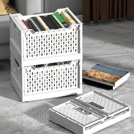 Foldable Stackable Storage Crate Plastic Basket Home Organiser 38.5 x 29 x 23cm