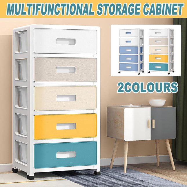 5-Tier Plastic Storage Drawers Organizer Kids Bedroom Wardrobe Cabinet Chest