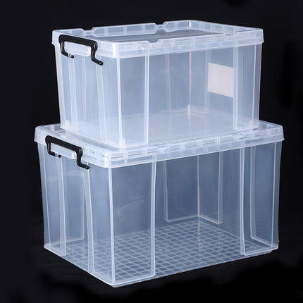Clear Plastic Storage Box Stackable Large Capacity With Lid Handle Home Use