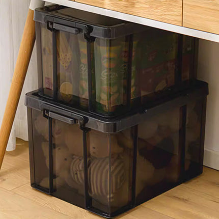 Plastic Storage Box 25L 50L Stackable Clear Front Clothes Organiser With Lid