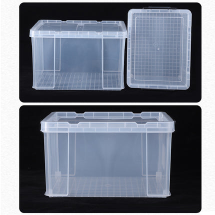 Clear Plastic Storage Box Stackable Large Capacity With Lid Handle Home Use