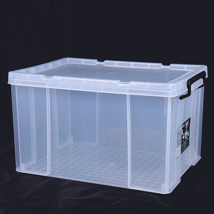 Clear Plastic Storage Box Stackable Large Capacity With Lid Handle Home Use