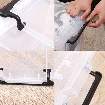 Clear Plastic Storage Box Stackable Large Capacity With Lid Handle Home Use