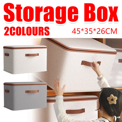 Large-Capacity Home Fabric Foldable Clothes Storage Basket with Lid for Pants