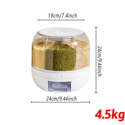 Rotating Cereal Dispenser Grain Storage Box Kitchen Food Container Rice Holder
