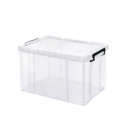 Clear Plastic Storage Box Stackable Large Capacity With Lid Handle Home Use