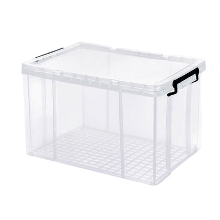 Clear Plastic Storage Box Stackable Large Capacity With Lid Handle Home Use