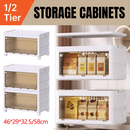 Foldable Storage Cabinet Space Saving Sturdy for Home Bedroom Living Room