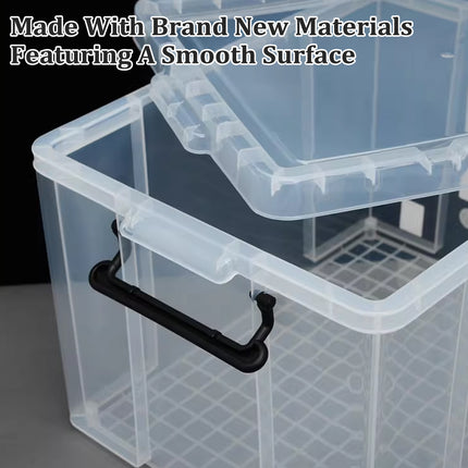 Clear Plastic Storage Box Stackable Large Capacity With Lid Handle Home Use