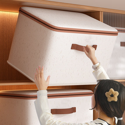 Large-Capacity Home Fabric Foldable Clothes Storage Basket with Lid for Pants