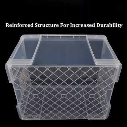 Clear Plastic Storage Box Stackable Large Capacity With Lid Handle Home Use