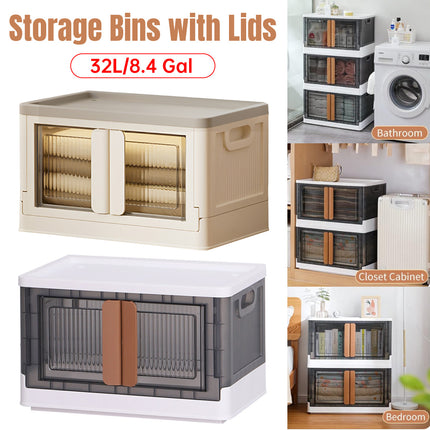 32L Large Capacity Lidded Storage Box Organizer Waterproof Sturdy Space Saving