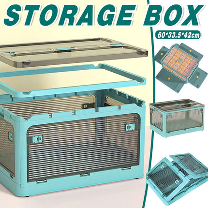 Large Foldable Plastic Storage Box Transparent Organizer for Home and Office