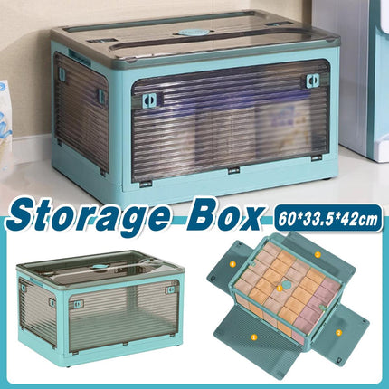 Large Foldable Plastic Storage Box Transparent Organizer for Home and Office