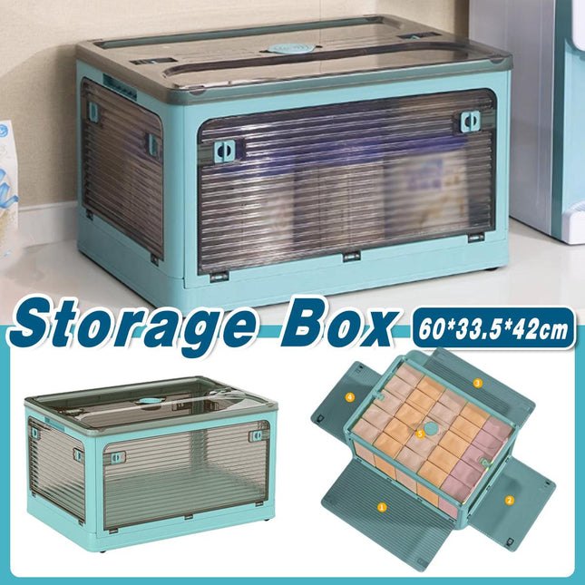Large Foldable Plastic Storage Box Transparent Organizer for Home and Office