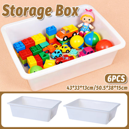 6PCS Rectangular Plastic Storage Box 2 Size Home Daily Use for Toys Kitchen