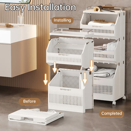 Multi Layer Moisture Proof Laundry Hamper Storage Rack Space Saving Sturdy