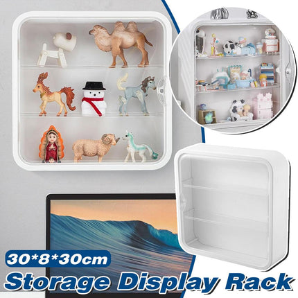 Wall Mounted Blind Box Display Cabinet Punch Free Dustproof Storage Organizer