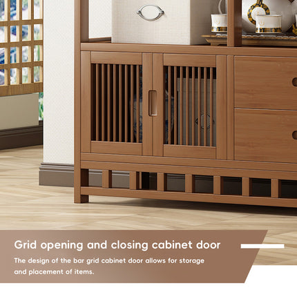 Multi-Functional Bamboo Floor-Standing Storage Rack for Living Room Storage Use