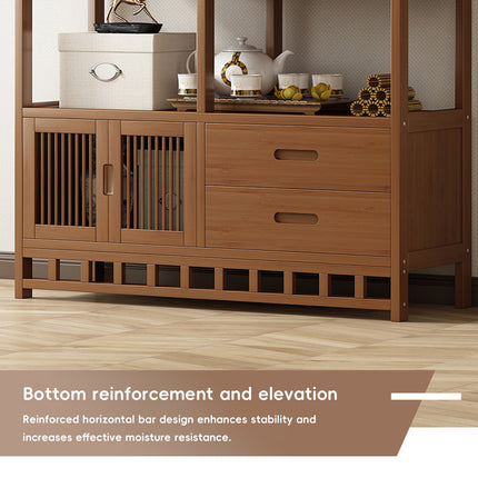 Multi-Functional Bamboo Floor-Standing Storage Rack for Living Room Storage Use