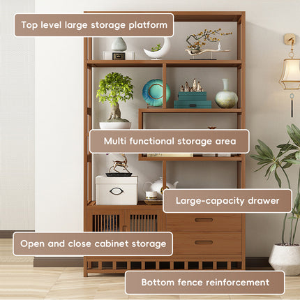 Multi-Functional Bamboo Floor-Standing Storage Rack for Living Room Storage Use