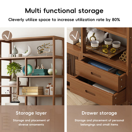 Multi-Functional Bamboo Floor-Standing Storage Rack for Living Room Storage Use