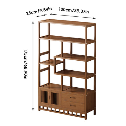 Multi-Functional Bamboo Floor-Standing Storage Rack for Living Room Storage Use