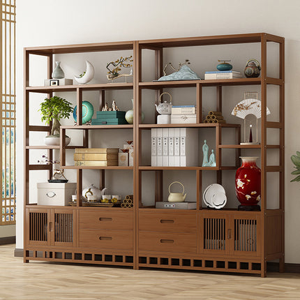 Multi-Functional Bamboo Floor-Standing Storage Rack for Living Room Storage Use