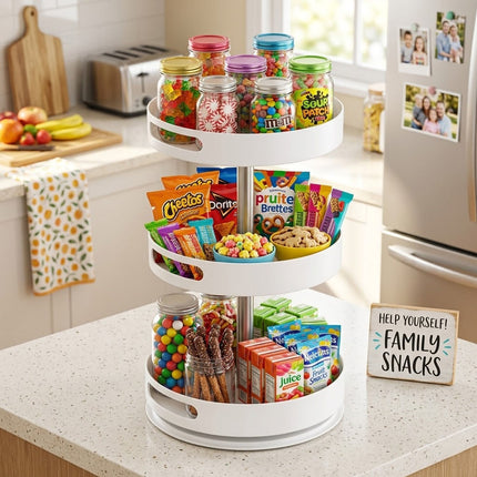3 Tier 360 Rotating Storage Rack White Spice Cosmetic Organiser Turntable