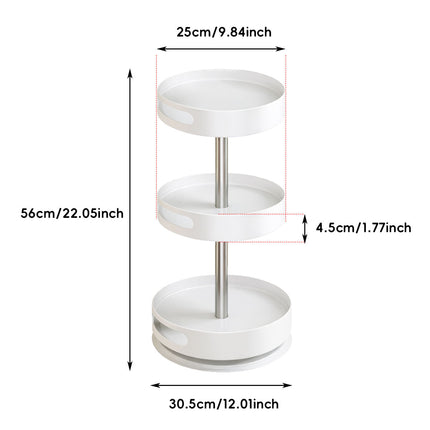 3 Tier 360 Rotating Storage Rack White Spice Cosmetic Organiser Turntable