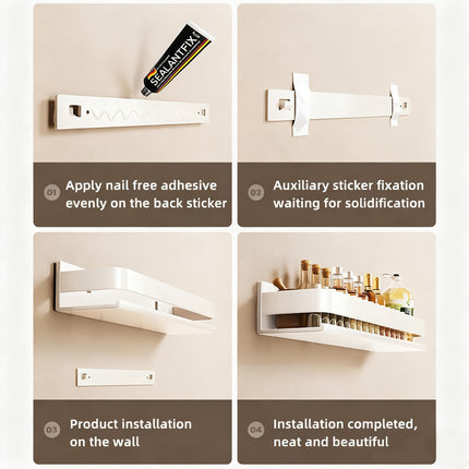 Wall Mount Kitchen Shelf Space Saving Durable Carbon Steel for Countertop Storage