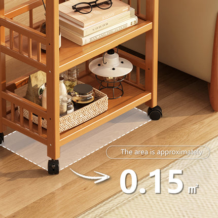 3 Tier Bamboo Rolling Storage Cart with Drawer Floor Standing Home Organiser