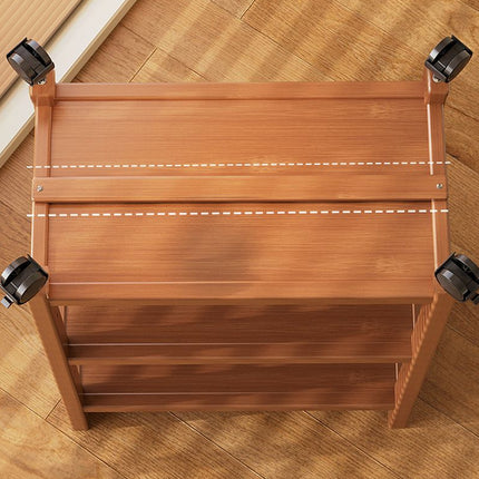 3 Tier Bamboo Rolling Storage Cart with Drawer Floor Standing Home Organiser