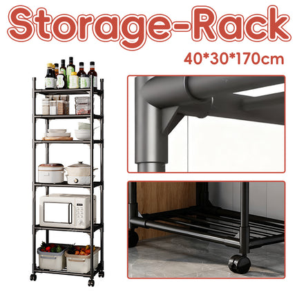 Movable Kitchen Multi Layer Storage Rack with Wheels Sturdy Kitchen Storage Use