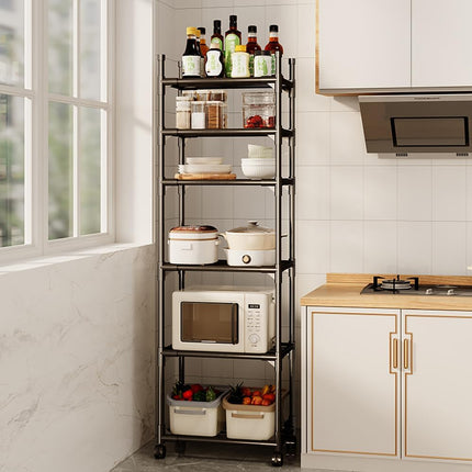 Movable Kitchen Multi Layer Storage Rack with Wheels Sturdy Kitchen Storage Use
