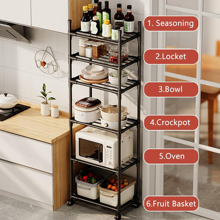 Movable Kitchen Multi Layer Storage Rack with Wheels Sturdy Kitchen Storage Use