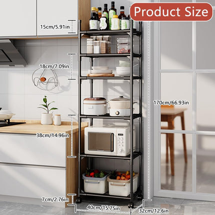 Movable Kitchen Multi Layer Storage Rack with Wheels Sturdy Kitchen Storage Use