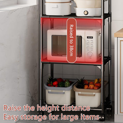 Movable Kitchen Multi Layer Storage Rack with Wheels Sturdy Kitchen Storage Use