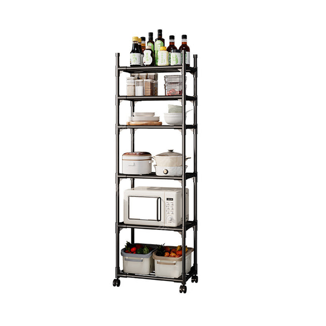 Movable Kitchen Multi Layer Storage Rack with Wheels Sturdy Kitchen Storage Use