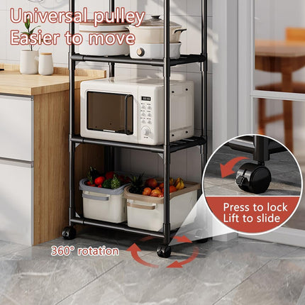 Movable Kitchen Multi Layer Storage Rack with Wheels Sturdy Kitchen Storage Use
