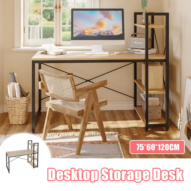 Computer Desk with Bookshelf Modern Simple Study Desk Sturdy for Home Office Use