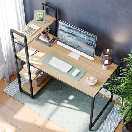 Computer Desk with Bookshelf Modern Simple Study Desk Sturdy for Home Office Use