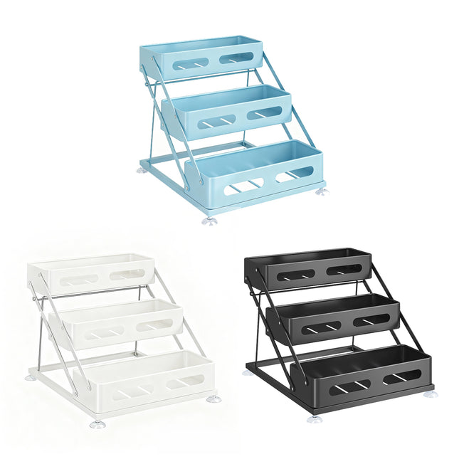 3 Tier Kitchen Counter Spice Rack Adjustable Carbon Steel Seasoning Organiser