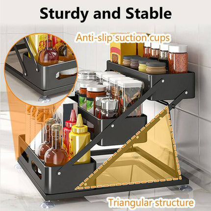 3 Tier Kitchen Counter Spice Rack Adjustable Carbon Steel Seasoning Organiser