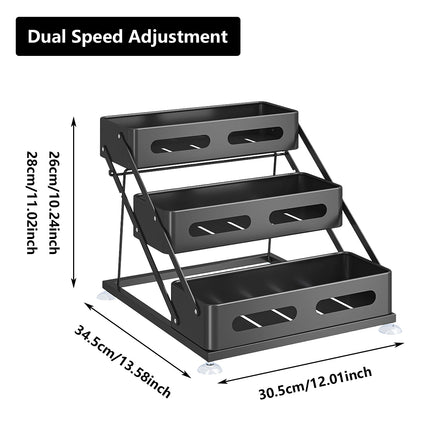 3 Tier Kitchen Counter Spice Rack Adjustable Carbon Steel Seasoning Organiser