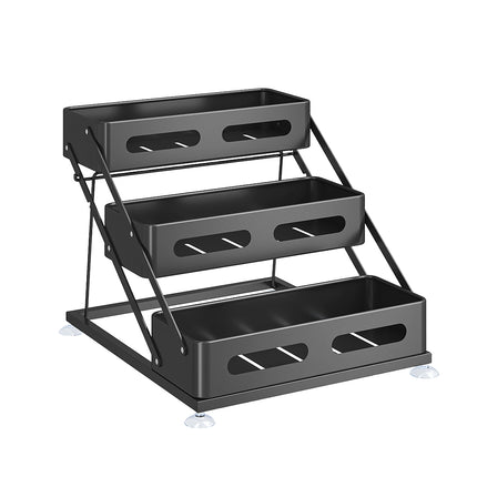3 Tier Kitchen Counter Spice Rack Adjustable Carbon Steel Seasoning Organiser