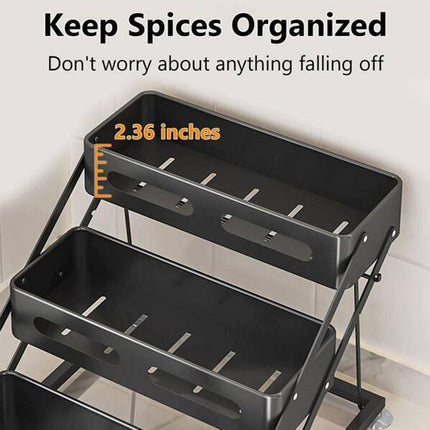 3 Tier Kitchen Counter Spice Rack Adjustable Carbon Steel Seasoning Organiser