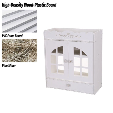 Bathroom Wall-Mounted Storage Cabinet with No-Drill Transparent Doors