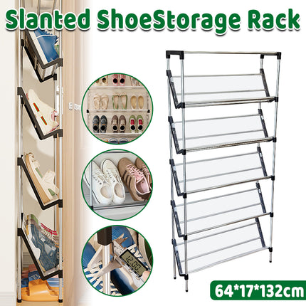 5 Tier Slanted Shoe Rack Space Saving Organizer for Entryway Hallway Storage